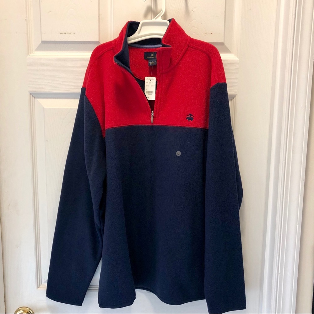 Brooks Brothers Navy and Red Fleece Pullover